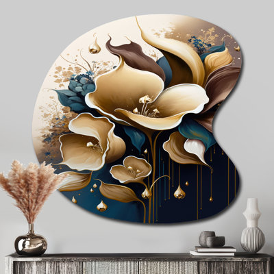 Lamour - Calla Lily Drop Shape Assymterical Metal Wall Art