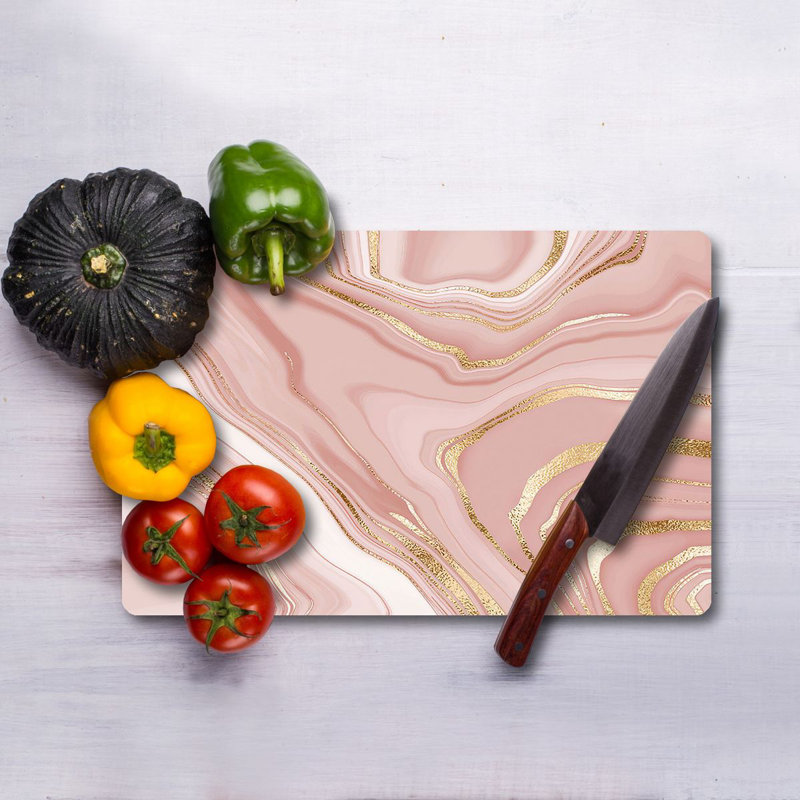 Flourish Premium Tempered Glass Cutting Board, 9.8 x 13.8 inches | 100% Antibacterial, Easy Clean, Non-Slip Silicone Feet | Durable Kitchen Essential for Safe Food Preparation, Stylish and Functional Design