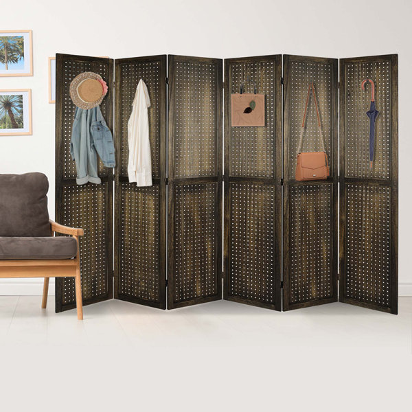 Winston Porter Room Divider Pegboard Display Folding Privacy Screen 