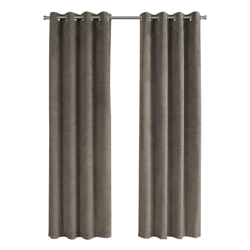 Curtain Panel, 2pcs Set, Grommet, Living Room, Bedroom, Kitchen, 84" x 52", Taupe