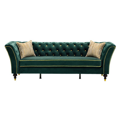 Canapé de luxe Mid-Century touffeté en velours, canapé de luxe rétro de 89,5 pouces pour le salon
