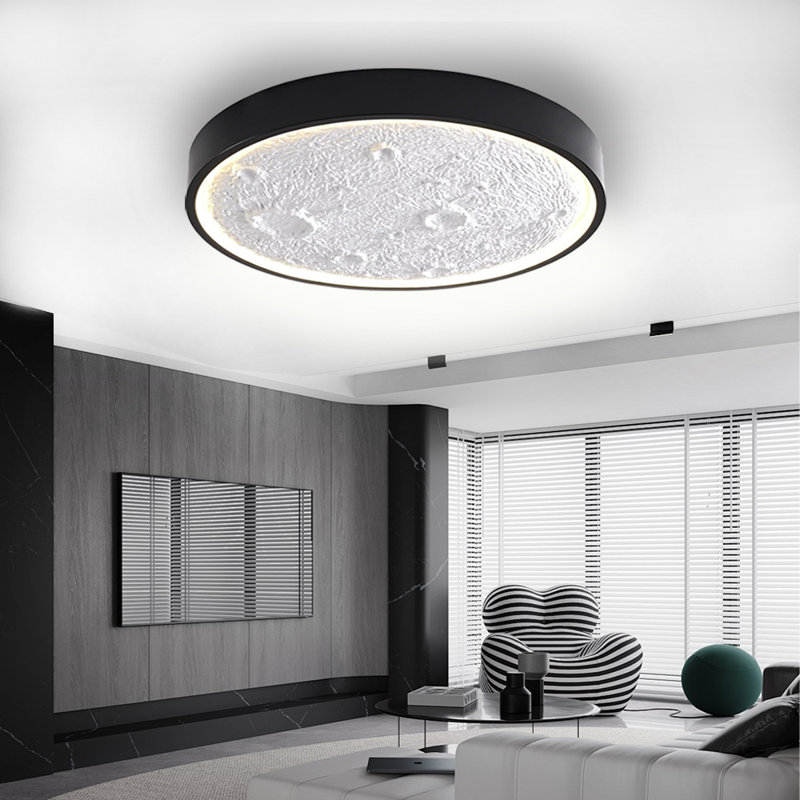Acrylic LED Flush Mount, 5 cm H x 40 cm W x 40 cm D, Black