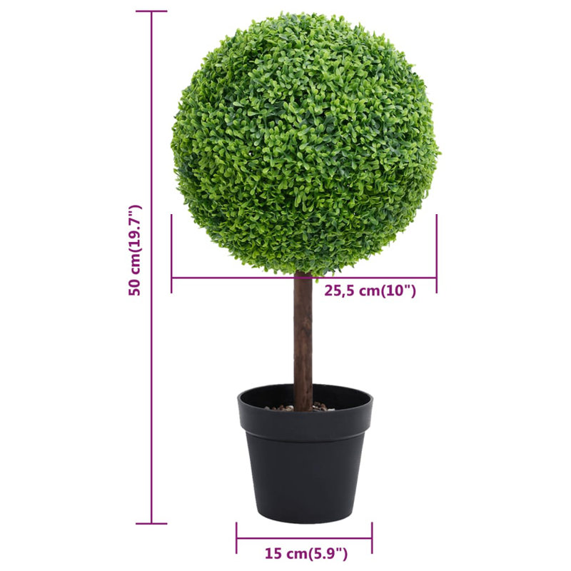 Topiaire artificiel artificiel boule de buis avec pot artificiel vert, H 19,7 po x l 5,9 po