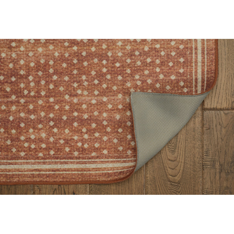 Tapis intérieur / extérieur rouille et ivoire Maroske, Rectangulaire 3 pi x 5 pi