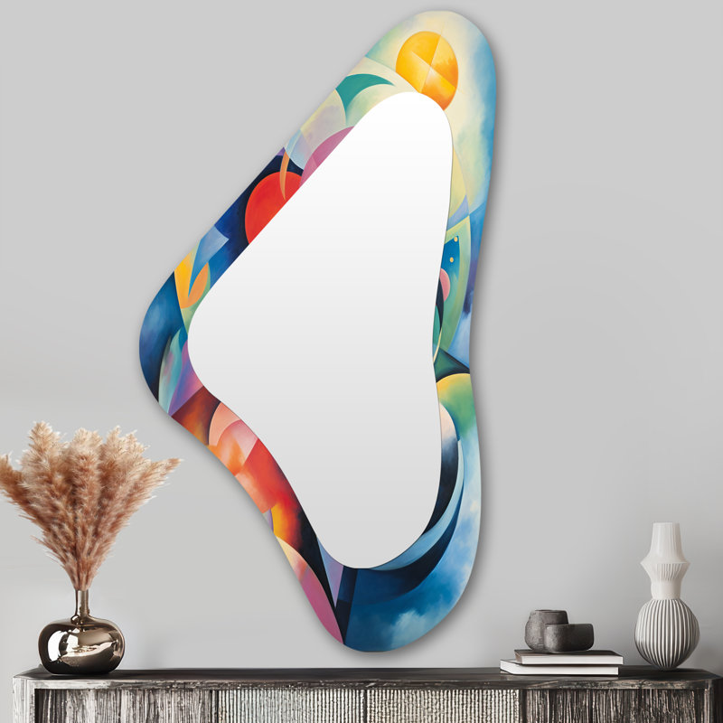 Conroy - mystère géométrique pastel - formes, miroir mural de forme irrégulière, miroir décoratif asymétrique moderne, impression d'art en métal