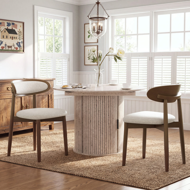 Table de salle à manger extensible ronde en bois, extension ovale de 47 po à 63 po, rangement caché dans la base, sièges 4 à 6, table de cuisine moderne