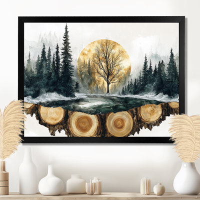 «Winter Tree In Ink Geode Landscape IV», art mural forêt pour le salon