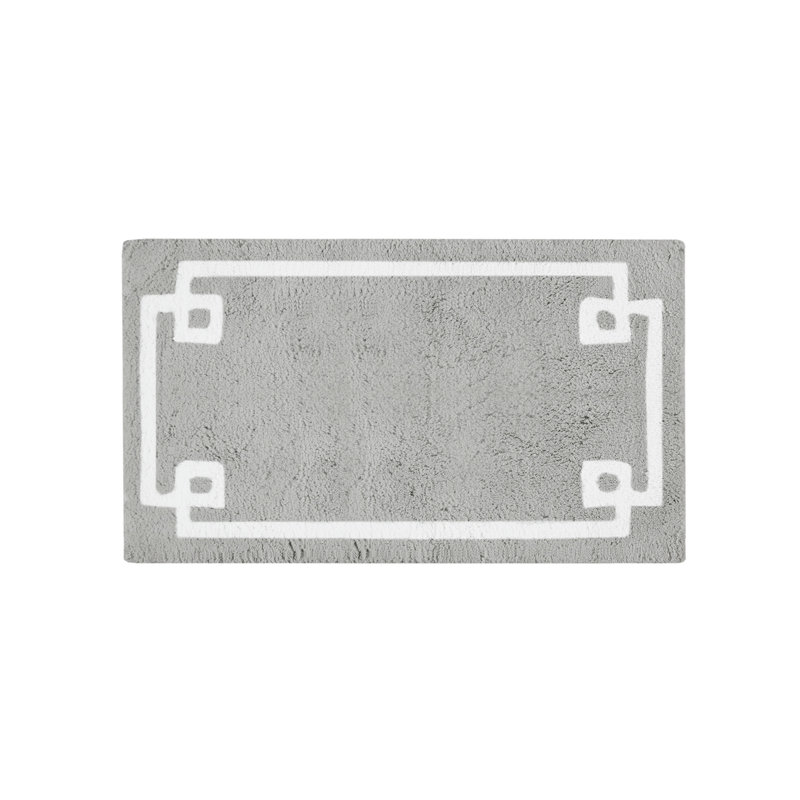 Evan 40" x 24" Gray Cotton Tufted Bath Rug