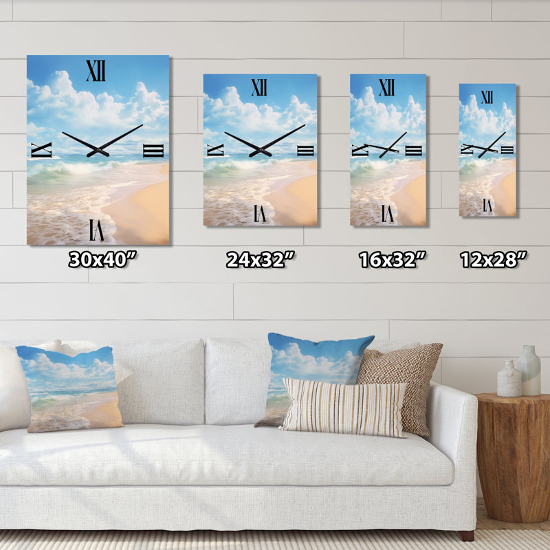Photo de plage Ocean Escape IV - Horloge murale nautique et de plage surdimensionnée, H 32 po x l 24 po x P 1 po