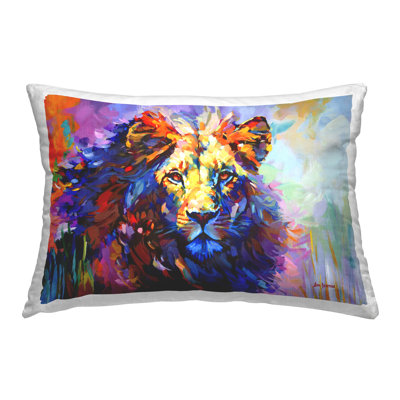 Coussin décoratif imprimé Paint Strokes Lion par Leon Devenice
