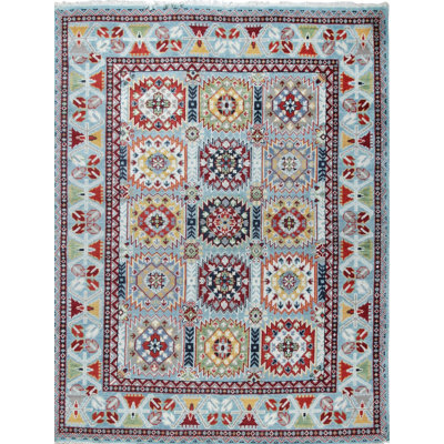 8x10 Blue Hand-Knotted Wool Jeweled Medallion Classic Traditional Modern Contemporary Carpet Rug