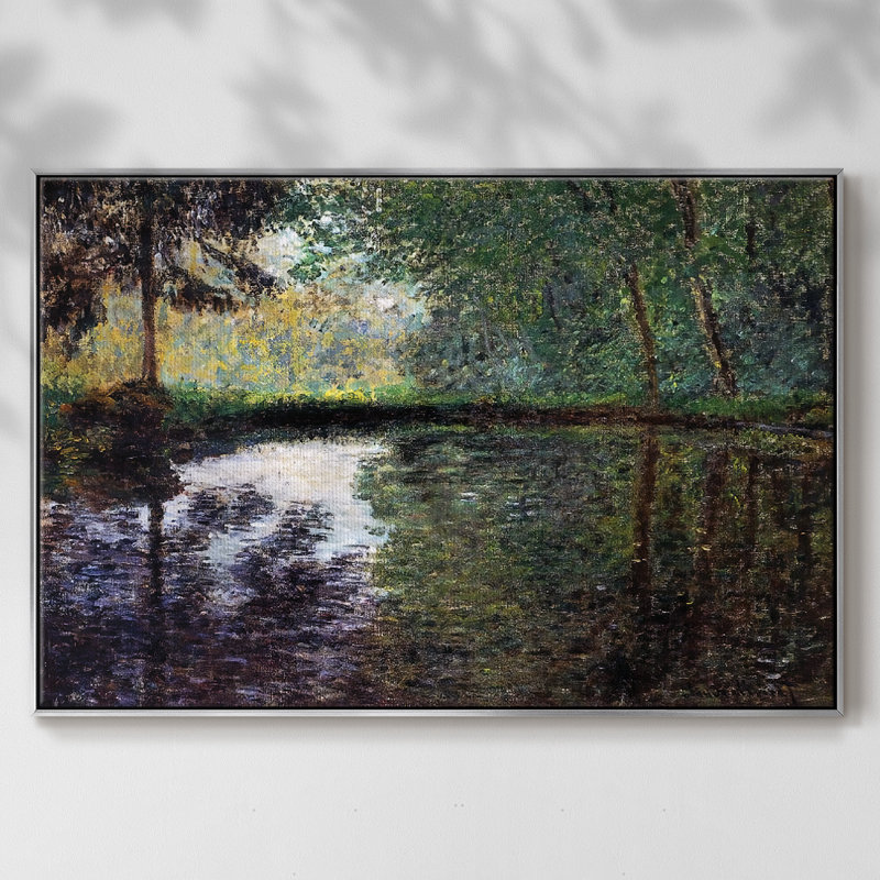 «The Pond At Montgeron 2, 1876», reproduction d'art sur toile, H 17 po x l 25 po x P 2 po, Toile argentée avec cadre flottant