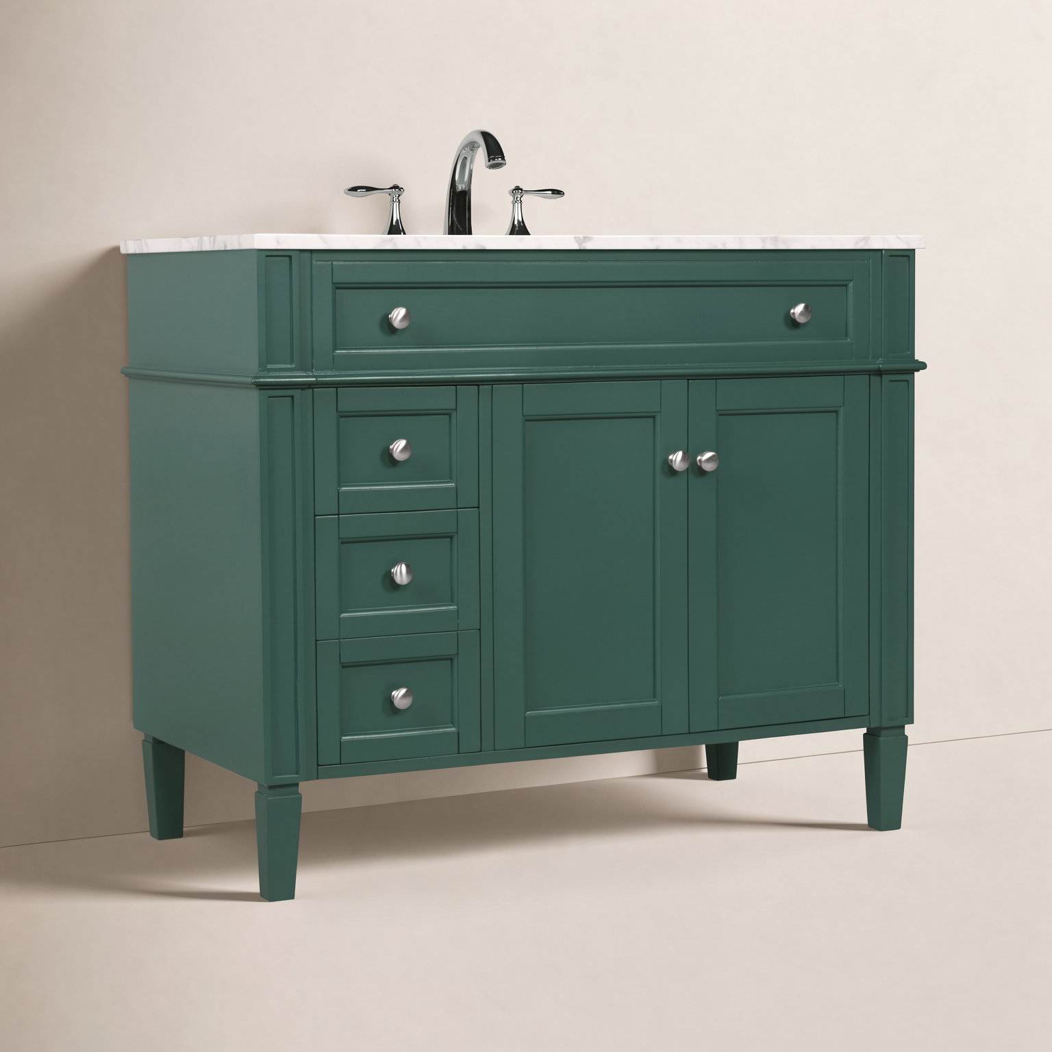 Rivers 40" Carrara Marble Single Bathroom Vanity, Green