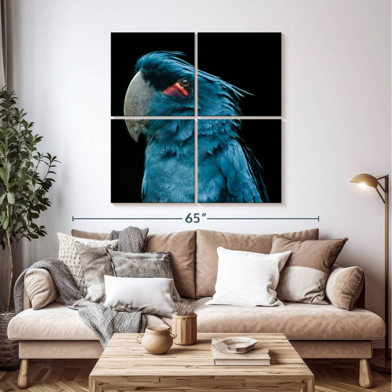 Portrait d'oiseau bleu Brampt, H 45 po x l 45 po