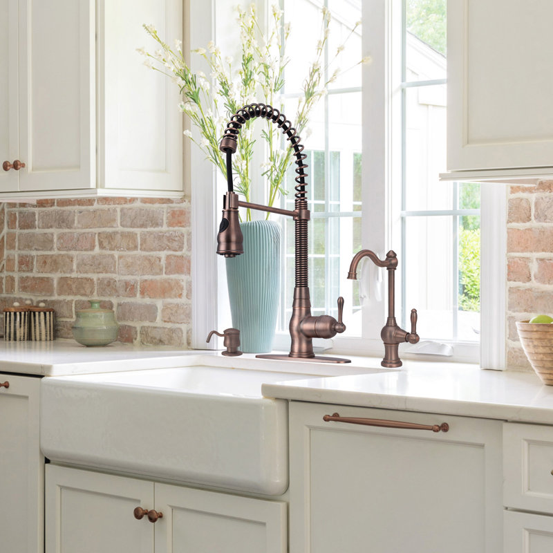 Akicon Pull Down Kitchen Faucet, Antique Bronze