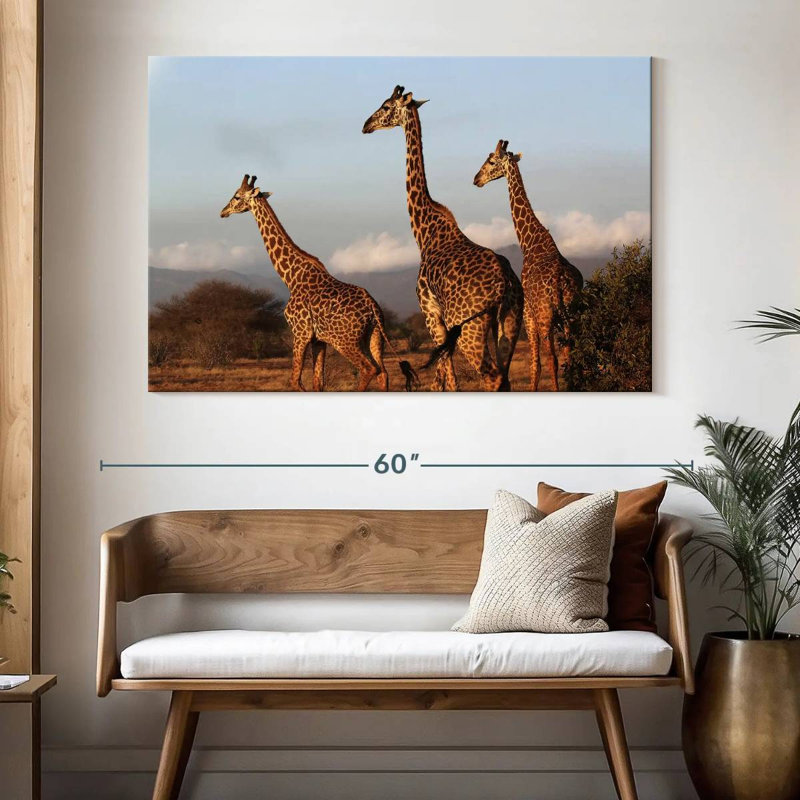 Brampt Three Brown Giraffes, 34" H x 51" W