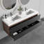Meuble-lavabo de salle de bain avec lavabo à surface solide blanc brillant