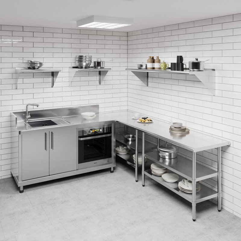 60" Stainless Steel Wall Shelf with Brackets