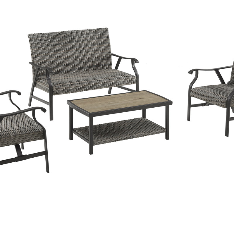 Montasir Rectangular Metal Outdoor Coffee Table , 37.25'' in. W 19.5'' in. D, Gray