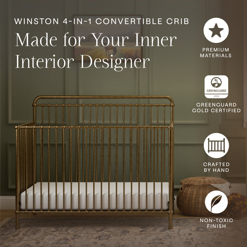 Winston 4 -in-1 Convertible Crib, Vintage Gold
