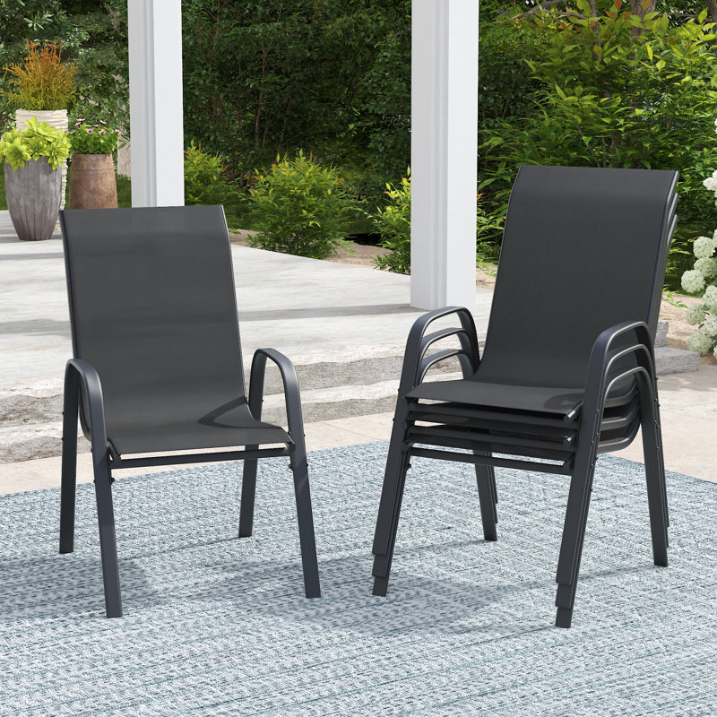 Stackable Patio Dining Chairs, Black