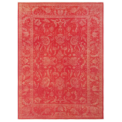 Tapis rouge / cerise / rose unique 9 pi 10 po x 13 pi 9 po Agra