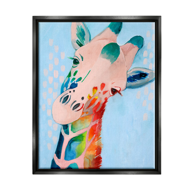 "Rainbow", art mural sur toile bleu abstrait par Grace Popp, H 31 po x l 25 po x P 1,7 po, Cadre flottant noir de jais