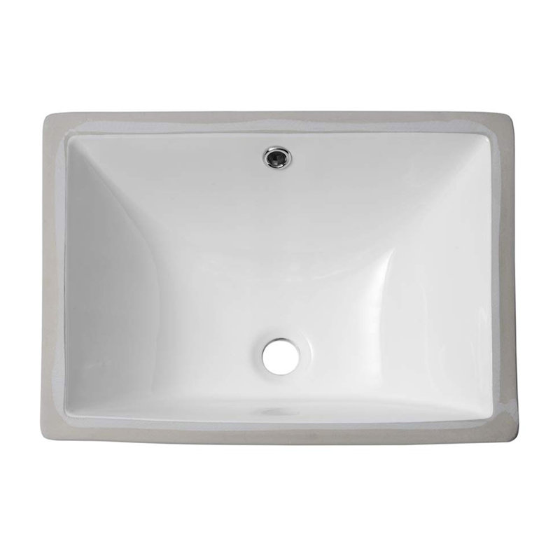 20.5"x15"Ceramic Rectangular Undercounter Mount Bathroom Sink with Overflow Hole