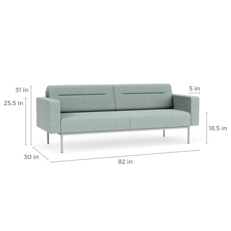 Canapé de réception Darsey, Chambray écume de mer, Sans alimentation, Argent argent