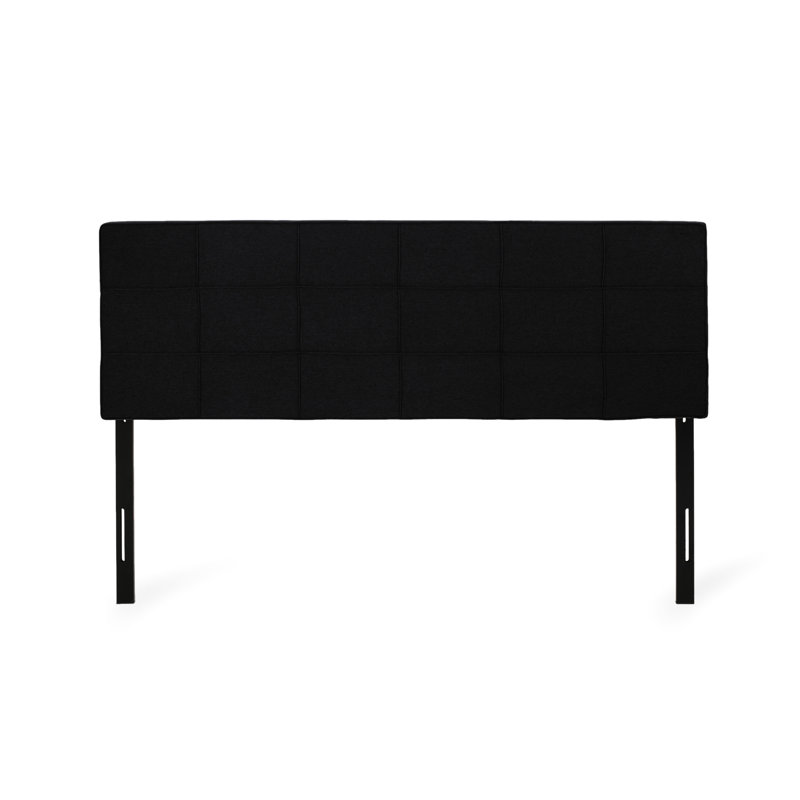 Adjustable Height Headboard For King In Black Fabric With Waffle Stitch And Color