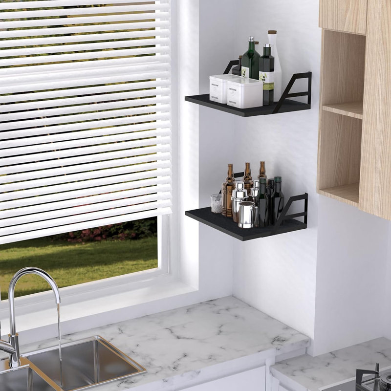 Thyron 2 Piece Floating Shelf, Black