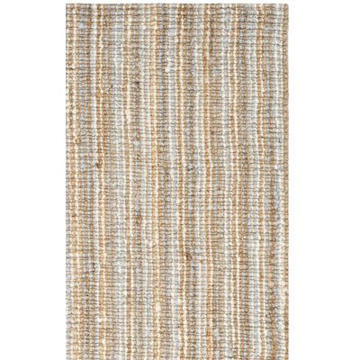 Alda Gray Natural Hand-Woven Striped Jute Rug