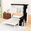 Lit escamotable en bois avec bureau, armoires et tablettes-133075447