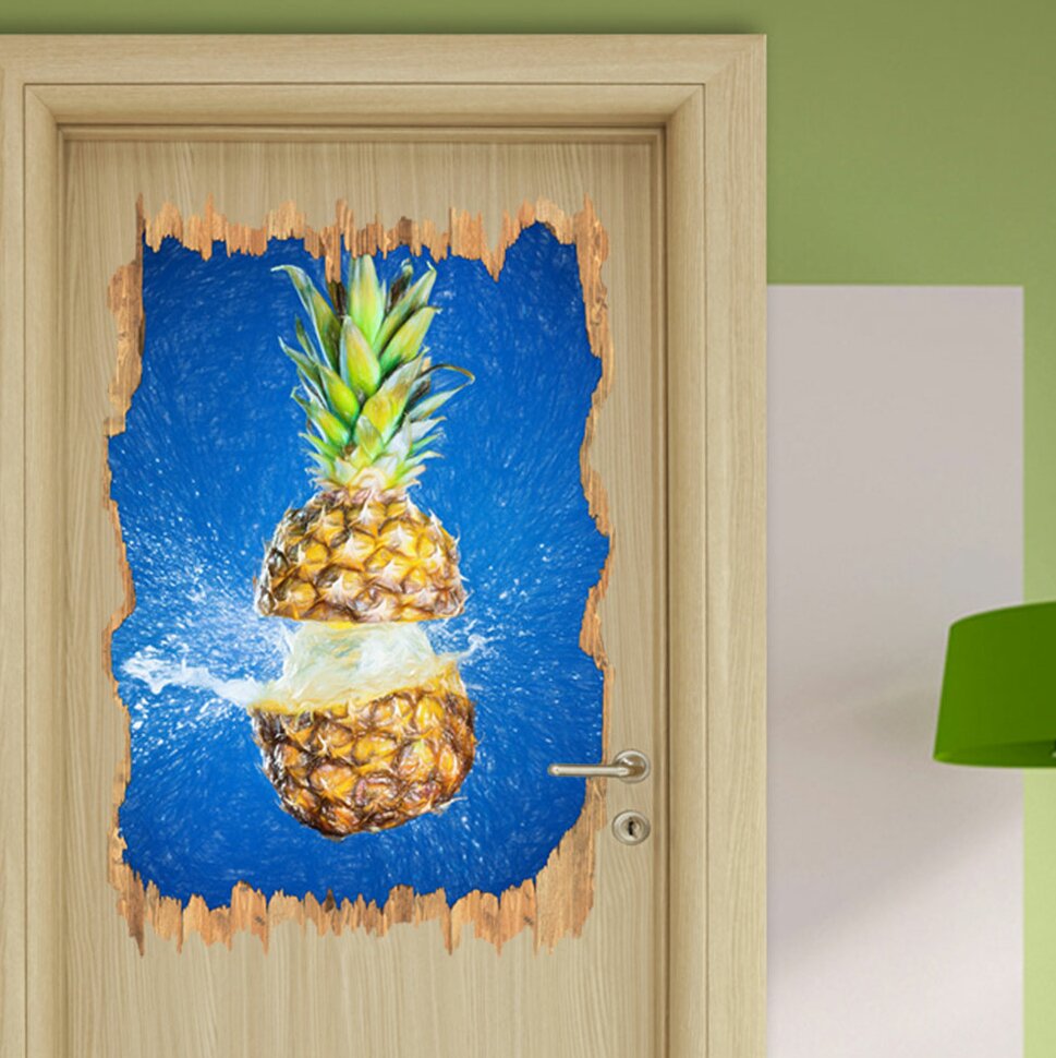 Wandtattoo Ananas mit Wasser bespritzt Buntstift Effekt