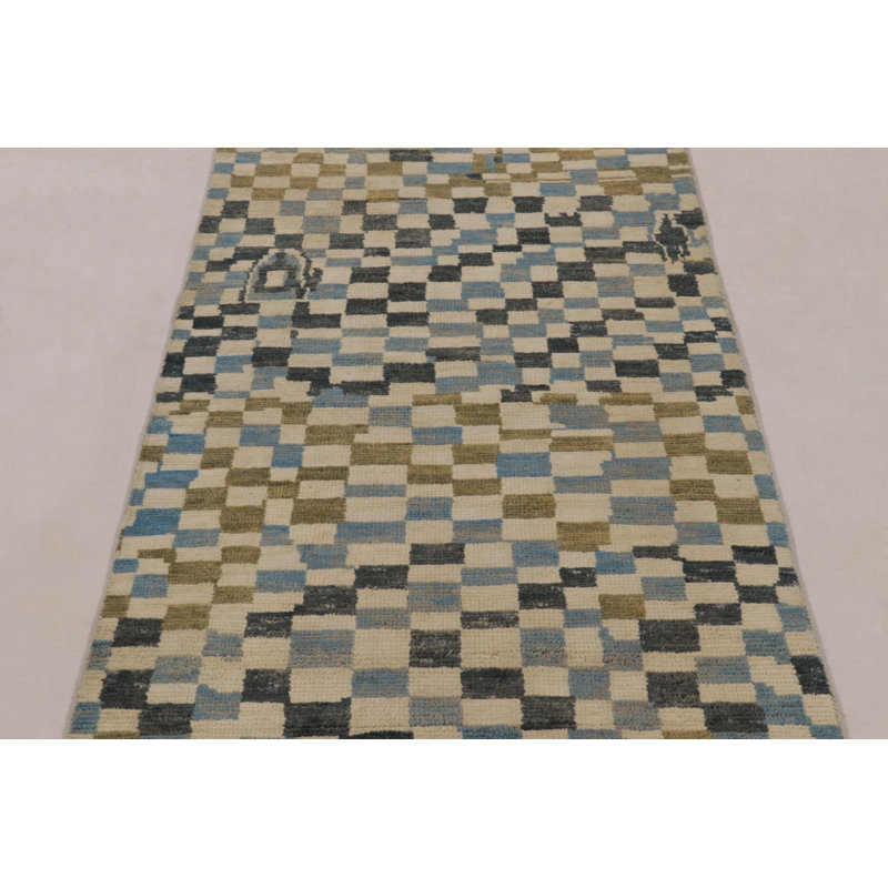 Moroccan Hand Knotted Geometric Area Rug