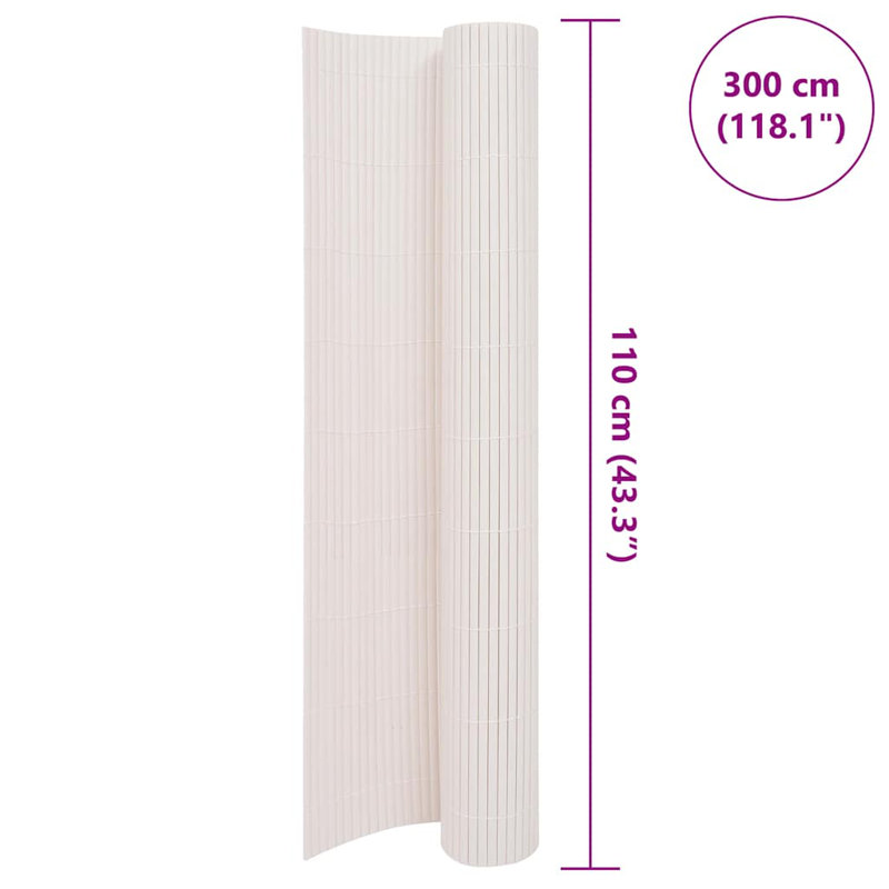 Double-Sided Garden Fence Privacy Barrier, White, 110 x 300 cm