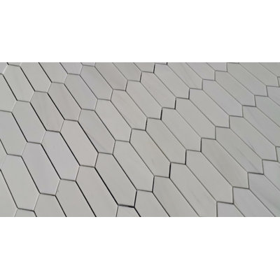 Bianco Dolomite Picket Fence Marble Look Floor And Wall Mosaic