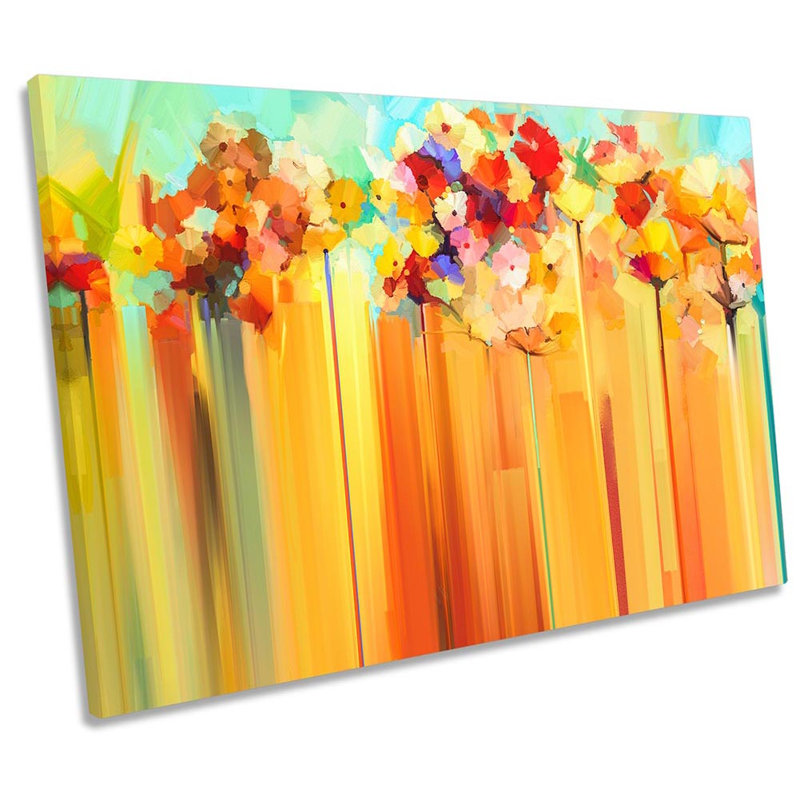 Abstract Floral Orange Blossom Framed - Wrapped Canvas Print, 81.3cm H x 121.9cm W x 4cm D