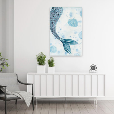 Mermaid Tail I Coastal; Nautical Blue Aqua Coastal