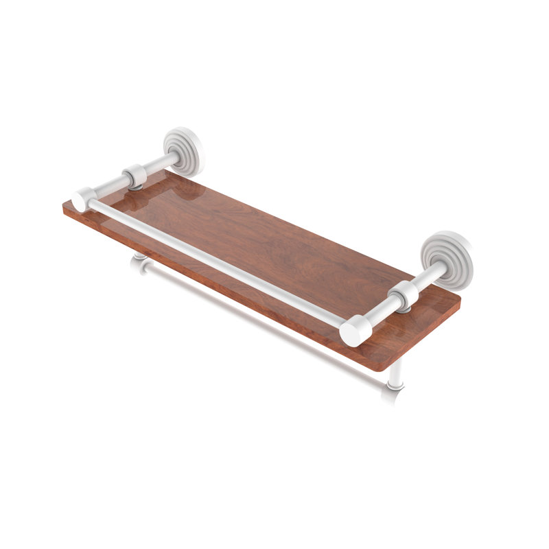 Beresford Bracket Shelf with Towel Bar, Matte White, 5" H x 16" W x 5" D