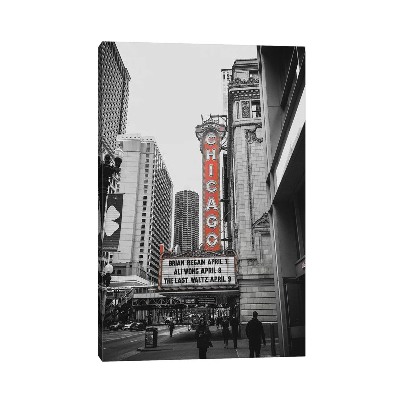 Chicago Theatre Red by Pixy Paper - Wrapped Canvas Print, 20.32 cm H x 30.48 cm W