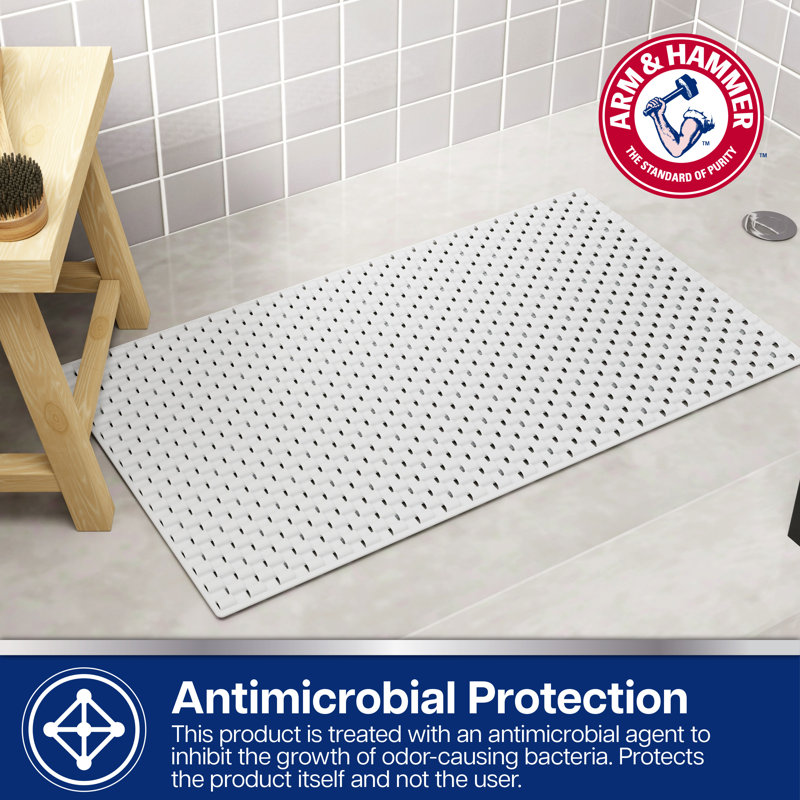 Tapis de douche de massage avec bras et marteau, 17 x 29, Blanc