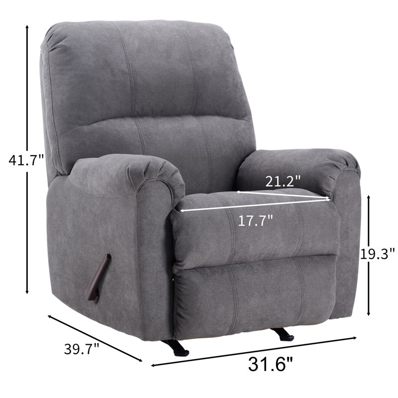 Fauteuil inclinable et berçant manuel rembourré Etly, Gris
