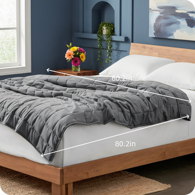 Grande couverture grise pour adulte, 17 lb, 60,2 po x 80,2 po, 100% coton naturel, conception épaissie de qualité supérieure, rembourrage en billes de verre non toxique, confortable et sécuritaire, idéal pour l'aide au sommeil.
