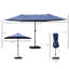 Parasol de patio bleu foncé de 15 pi, structure rectangulaire en acier absorbant les chocs, manivelle, double face pour piscine, auvent insonorisé pour terrasse, bord de piscine,