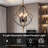 4-Light Gold & Black Geometric Cage Pendant Light, Adjustable Height