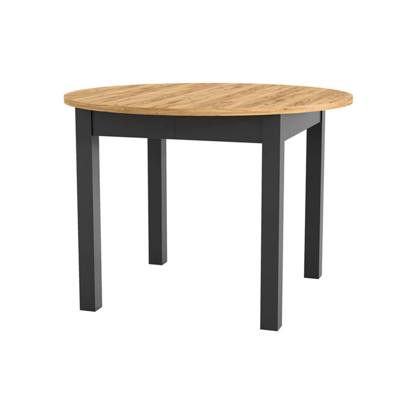 Homou 105-240 cm Extendable Dining Table, Craft Oak, Black