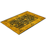 Overdyed Hand-Knotted Wool Modern-Contemporary Yellow Area Rug 4' 2" x 5' 10"