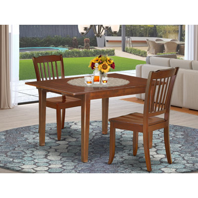 Ensemble de table de salle à manger 3 pièces comprenant une table de cuisine rectangulaire avec rallonge papillon et 2 chaises de salle à manger, acajou