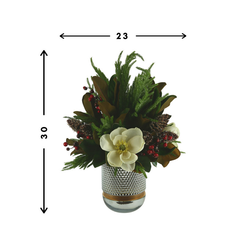 Faux Magnolia Holiday Arrangement